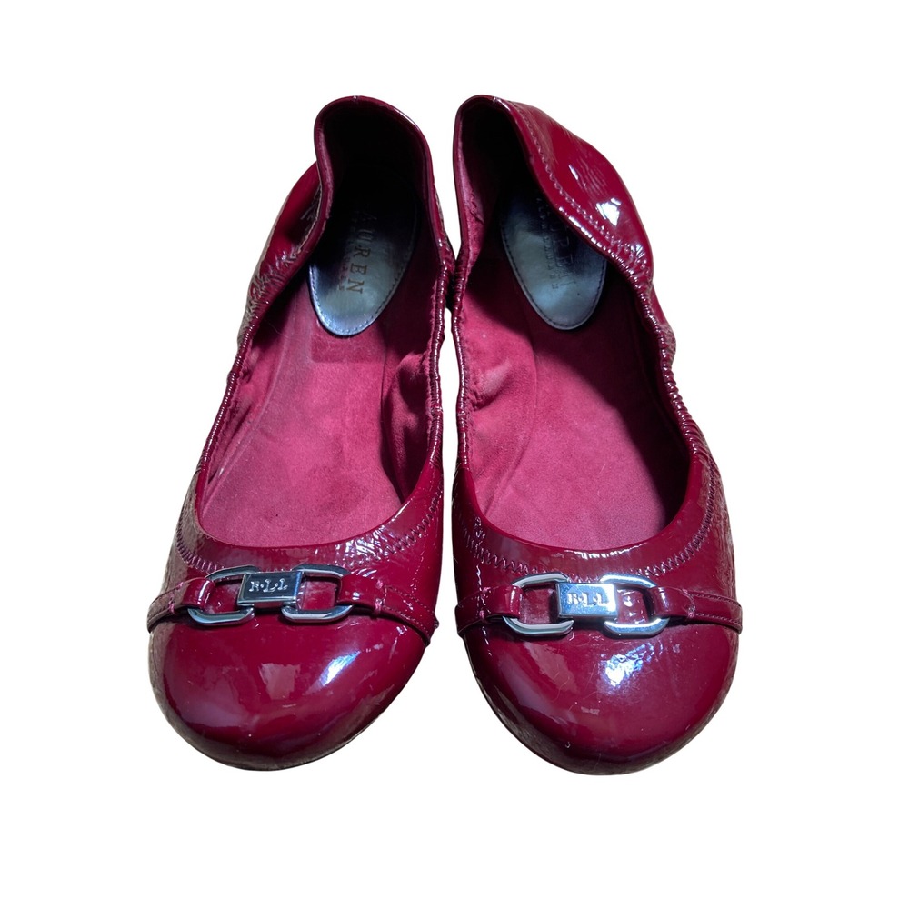 Lauren Ralph Lauren Red Patent Leather Horsebit Ballet Flats Size 11B